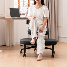 Load image into Gallery viewer, Ergonomic Cross Legged Chair with Wheels, Versatile Kneeling Chair for Home and Office, Adjustable Back Support,Black