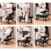 Load image into Gallery viewer, Ergonomic Cross Legged Chair with Wheels, Versatile Kneeling Chair for Home and Office, Adjustable Back Support,Black