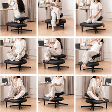 Load image into Gallery viewer, Cross Leg Chair with Wheels, Ergonomic Kneeling Chair with Adjustable Tilt Angle,Black