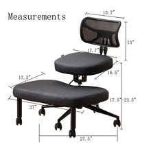 Load image into Gallery viewer, Ergonomic Cross Legged Chair with Wheels, Versatile Kneeling Chair for Home and Office, Adjustable Back Support,Black