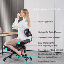 Load image into Gallery viewer, Kneeling Chair with Back Support, Adjustable Desk Chair for Home and Office, Reduce Pressure on Your Shins with Adjustable footrest,Brake Casters,Black