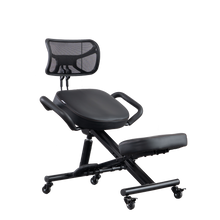 Load image into Gallery viewer, Kneeling Chair with Back Support, Adjustable Desk Chair for Home and Office, Reduce Pressure on Your Shins with Adjustable footrest,Brake Casters,Black