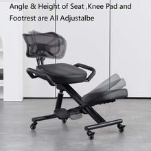 Load image into Gallery viewer, Kneeling Chair with Back Support, Adjustable Desk Chair for Home and Office, Reduce Pressure on Your Shins with Adjustable footrest,Brake Casters,Black