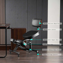Load image into Gallery viewer, Balance Chair with Backrest,Kneeling Chair with Casters, Improve Sitting Posture with Adjustable Height & Angle,