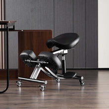 Load image into Gallery viewer, Ergonomic Kneeling Chair, Adjustable Desk Stool for Home and Office, Reduce The Pressure on Your Shins with Adjustable footrests,Brake Casters,Black