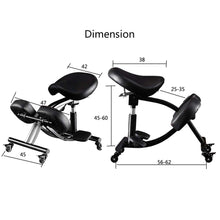 Load image into Gallery viewer, Ergonomic Kneeling Chair, Adjustable Desk Stool for Home and Office, Reduce The Pressure on Your Shins with Adjustable footrests,Brake Casters,Black