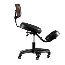 Load image into Gallery viewer, Kneeling Chair with Wood Back Support, Height and Angle Adjustable, Adjustable Stool for Home and Office with Saddle Seat for Better Posture,Black