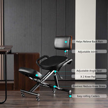Load image into Gallery viewer, Ergonomic Kneeling Chair with Back Support, Adjustable Desk Chair for Home and Office, Reduce Pressure on Your Shins with Adjustable footrest,Brake Casters,Black