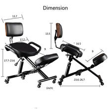Load image into Gallery viewer, Ergonomic Kneeling Chair with Back Support, Adjustable Desk Chair for Home and Office, Reduce Pressure on Your Shins with Adjustable footrest,Brake Casters,Black