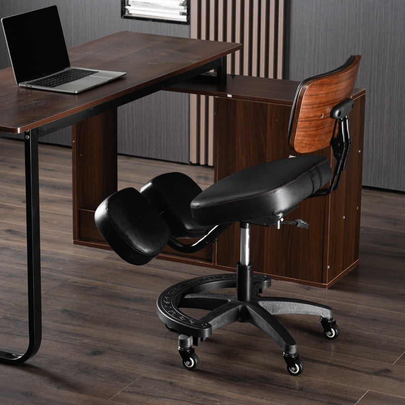 YOOMEMM Kneeling Chair,Ergonomic for Office with Wood Back Support,Walnut  Finish,Height and Angle Adjustable to Reduce Back Pain,Upright Sitting