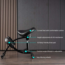 Load image into Gallery viewer, Ergonomic Kneeling Chair, Adjustable Desk Stool for Home and Office, Reduce The Pressure on Your Shins with Adjustable footrests,Brake Casters,Black
