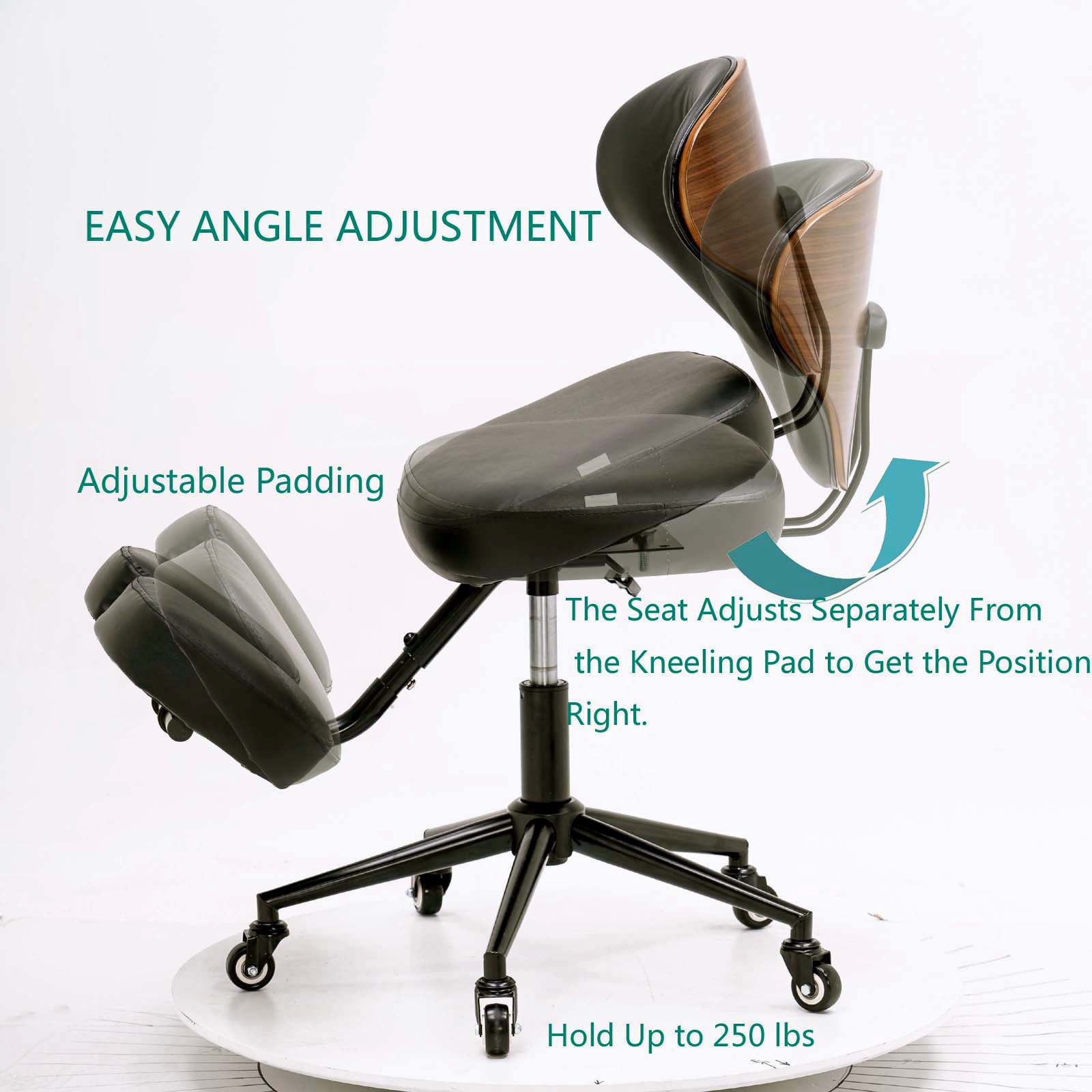 Fdit Ergonomic Kneeling Chair Adjustable Posture Correction Knee Stool with  Back Support for Home and Office,Angled Posture Seat,Posture Chair(Black) 